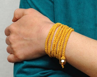 gift for wife Crochet Bracelet Wrap Bracelet Textile bracelet Textile Jewelry Knit bracelet Friendship bracelet Boho bracelet Boho jewelry