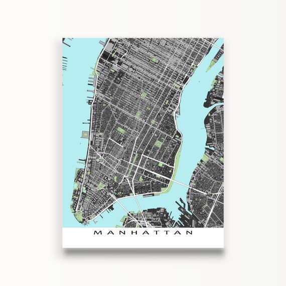 Manhattan Map Print Lower Manhattan New York City Street Map