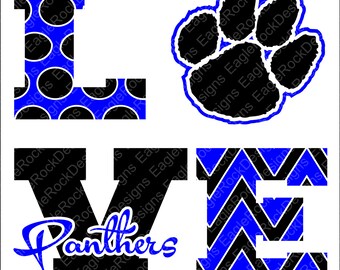 Love Panthers SVG, DXF, EPS, Png, Cut File For Cameo and Cricut, Panthers Svg, Cheer Svg, Instant Download