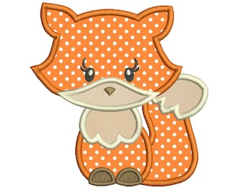 Baby Fox Applique Machine Embroidery Design, Cute Fox, Sweet Fox Embroidery Design, 4X4, 5X7, 6X10, INSTANT DOWNLOAD, no: SA554-4