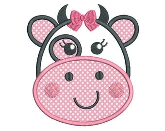 Baby Cow Face Applique Machine Embroidery Design, Farm Animal Applique Machine Embroidery, 4X4, 5X7, 6X10, INSTANT DOWNLOAD, No: SA563-1