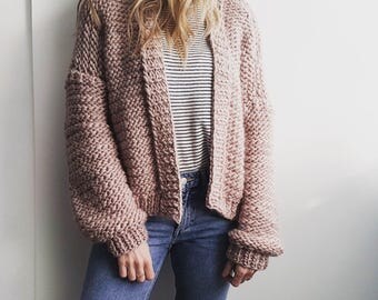 Cardigan knitting pattern. Bomber Cardi PDF pattern. Instant Download. Chunky Jumper Sweater Wrap.