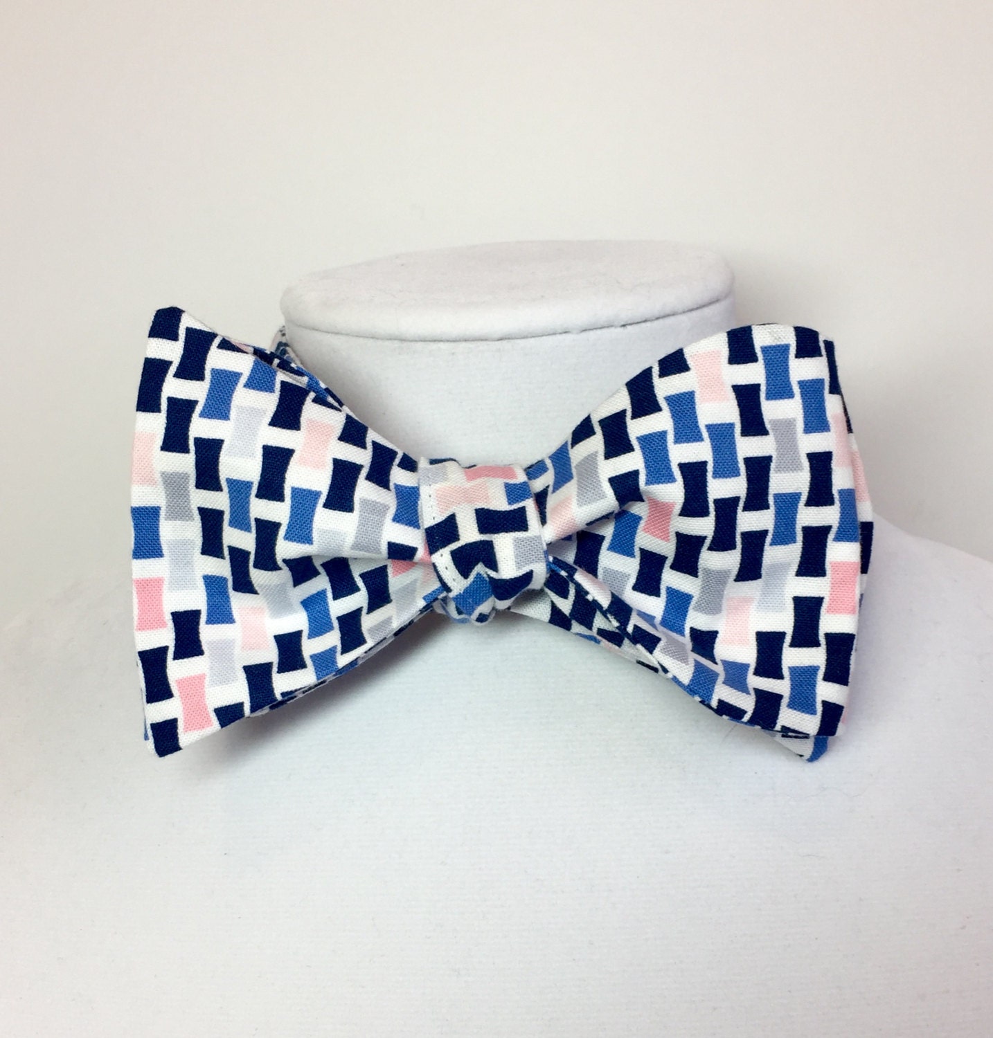 Pink Gray Bow Tie Gray Navy Bow Tie Pink Gray Bow Mens Bow Tie