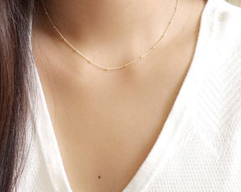 Dainty beaded necklace / satellite necklace / simple layering necklace / station necklace