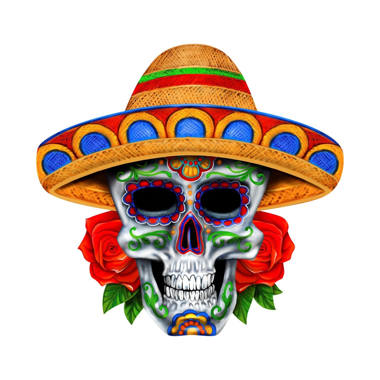 Sugar Skull decal full color sugar skull decal sombrero