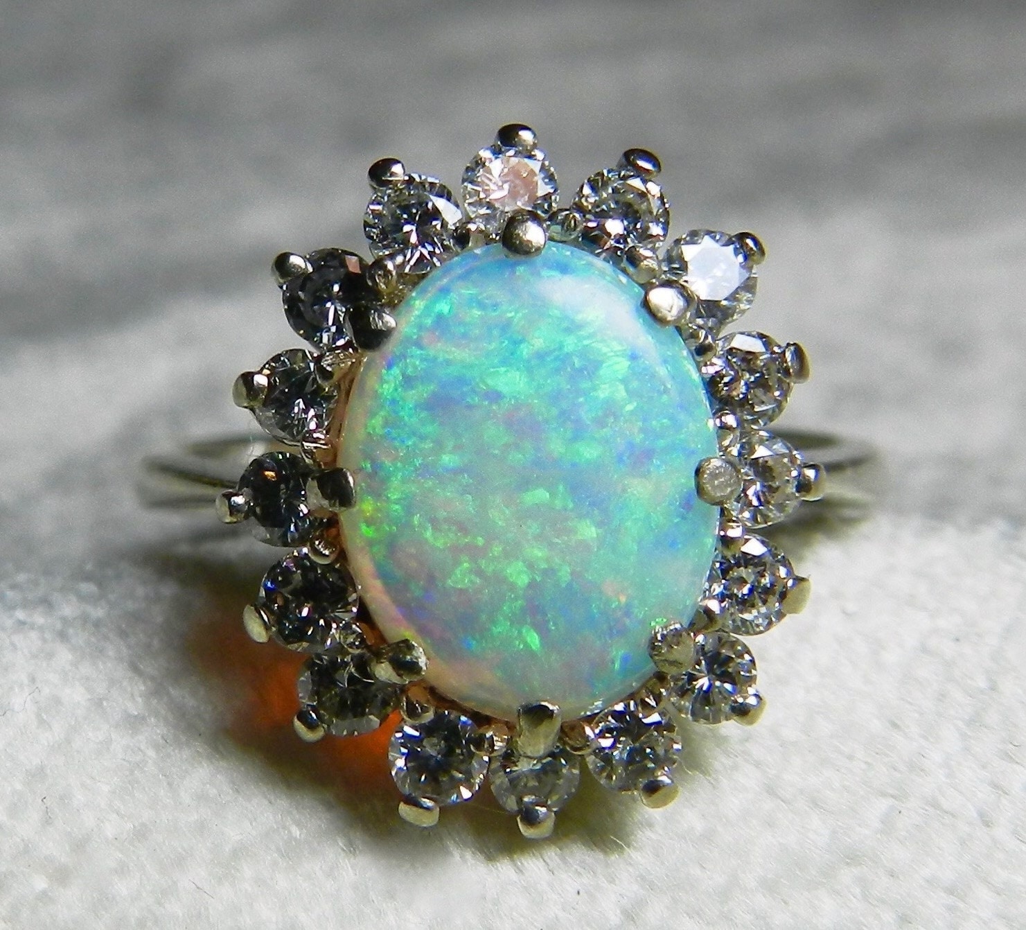 Opal Ring Vintage Opal Engagement Ring 1.65 carat Australian