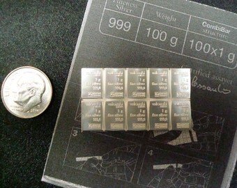 Valcambi Suisse 10x1gram Combibar, 999 Solid Silver from Switzerland