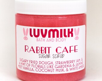 8oz Exfoliating Sugar Scrub - Choose Your Own - Luvmilk's Milk Bath Scents - Emulsifying Scrub Vegan Friendly Sugar Scrub Cute Gift Idea