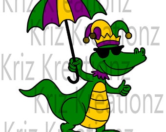 Mardi Gras Alligator svg cut file