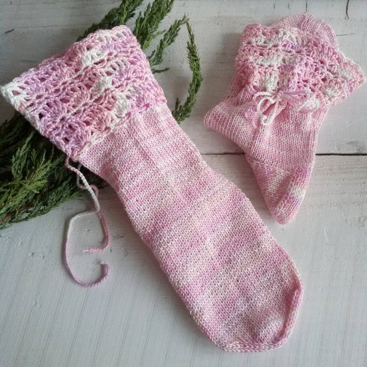 Knit women socks crochet Cotton socks Girl Socks hand knit Leg