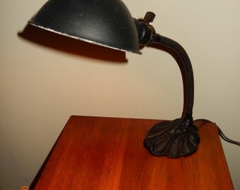 Vintage Gooseneck Lamp, Gooseneck Lamp, Desk Lamp, 1930's Gooseneck, Iron Base Lamp