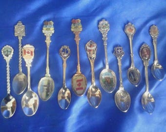 Collection of 12 Canadian Souvenir Crested Spoons