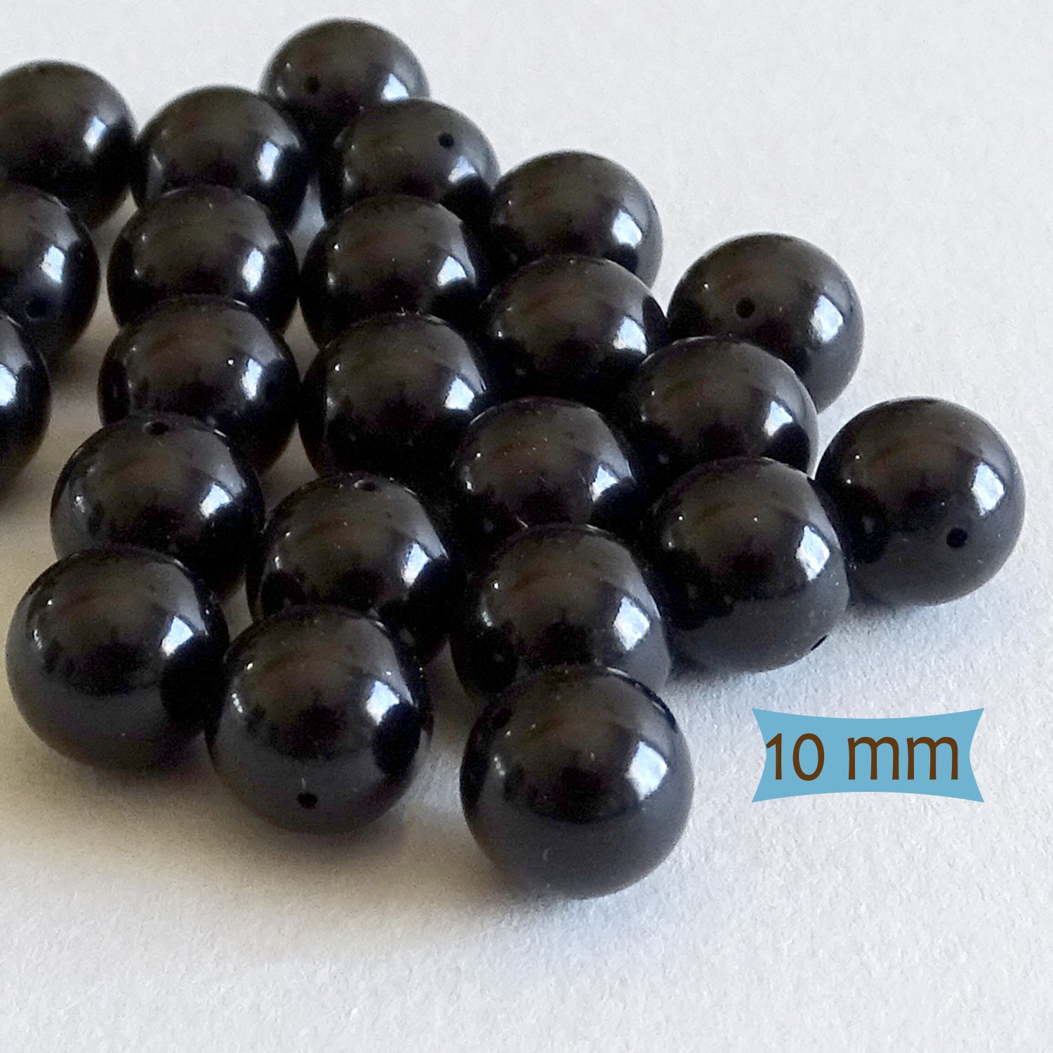 Glossy Black Real Jet Stone Beads10 Pcs JT10-10