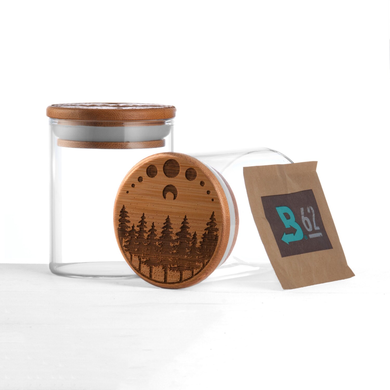 Glass stash jar with humidity control Airtight humidor jar