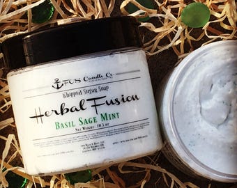Sugar Scrub ~ Whipped Sugar Scrub ~ Whipped Soap ~ Exfoliating Soap ~ HERBAL FUSION ~ Shaving Soap ~ Basil Sage Mint ~ Citrus ~ Soap Scrub