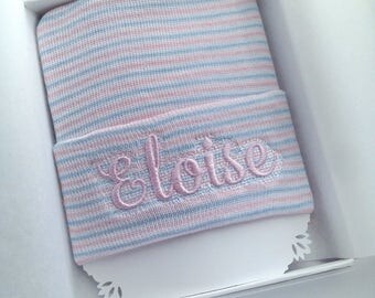 Newborn hat girl - personalized baby hat - monogram baby girl - newborn hospital hat girl - baby girl hospital hat - newborn hat with name
