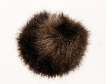 Pom Pom fake fur 10 cm diameter in colour dark furry brown for bobble hats as keyring or for your mirror in the car pompom multipurpose