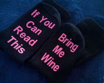 Bring me wine socks - wine sock - funny gift for her - wine lover gift - stocking stuffer
