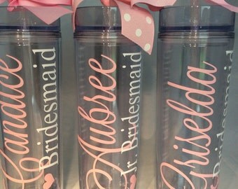 personalized tumbler with straw, bridesmaid tumbler, bridesmaid gift, bridal party, bachelorette party, wedding tumbler, wedding party gift