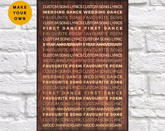 Wedding gift Wood wall art print 5th Anniversary gift for her, Men, Boyfriend Anniversary gift for Him, husband, Women Panel effect wood art