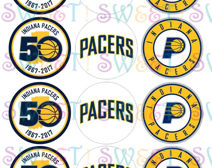 Edible Indiana Pacers Cupcake, Cookie or Oreo Toppers - Wafer Paper or Frosting Sheet