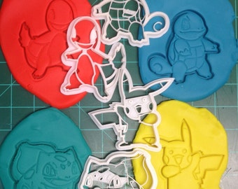 Pokemon Pikachu, Charmander, Bulbasaur, Squirtle Cookie Cutters