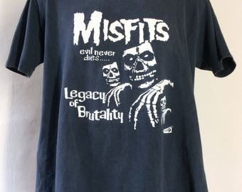 Vtg 80s Misfits Legacy Of Brutality T-Shirt Black L Punk Rock Band Danzig