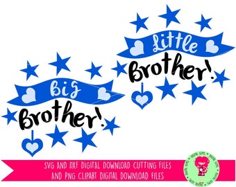 Big Brother, Little Brother SVG / DXF Layered Cutting Files For Cricut Explore / Silhouette Cameo & PNG Clipart, Digital Download