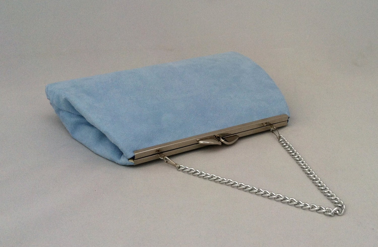 Baby Blue Suede Evening Clutch Handbag Blue Suede Clutch