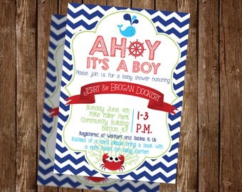 Nautical baby shower invitation - ahoy its a boy