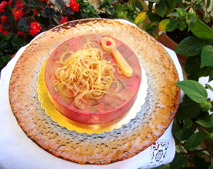 Pink Beige Orange Pomegranate Glycerin Soap Cake, Artfully designed Scented Soap Cake, Home Decoration, Table Centerpiece, Graduation Gift