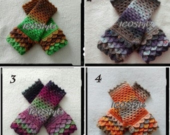 Dragon Scale Gloves/Fingerless Gloves/Dragon Gloves/Crocodile Gloves/Crochet Gloves/Crochet Mittens/Autumn Accessories/Gift/Christmas Gift