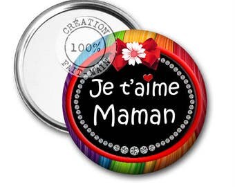 50 mm Pocket mirror I love you MOM gift, Christmas