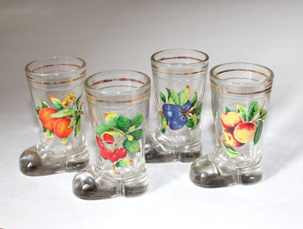 Glass Boot Shot Glasses Vintage Mod. Dep. Italian 1960s