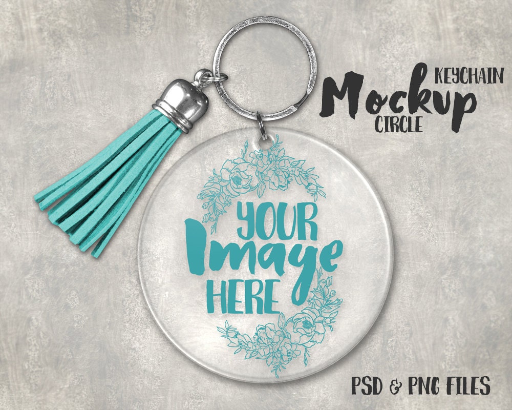 Download Round Acrylic keychain with tassel template mockup Add your