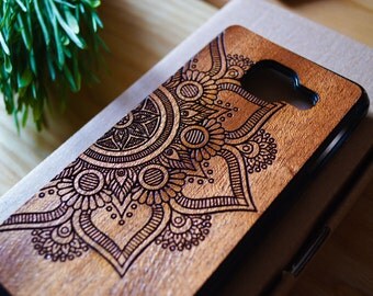 Natural Mahogany Samsung Galaxy A3/A5 (2015/2016/2017) Mandala case | Galaxy A3/A5 wood case | Galaxy A3/A5 wood cover
