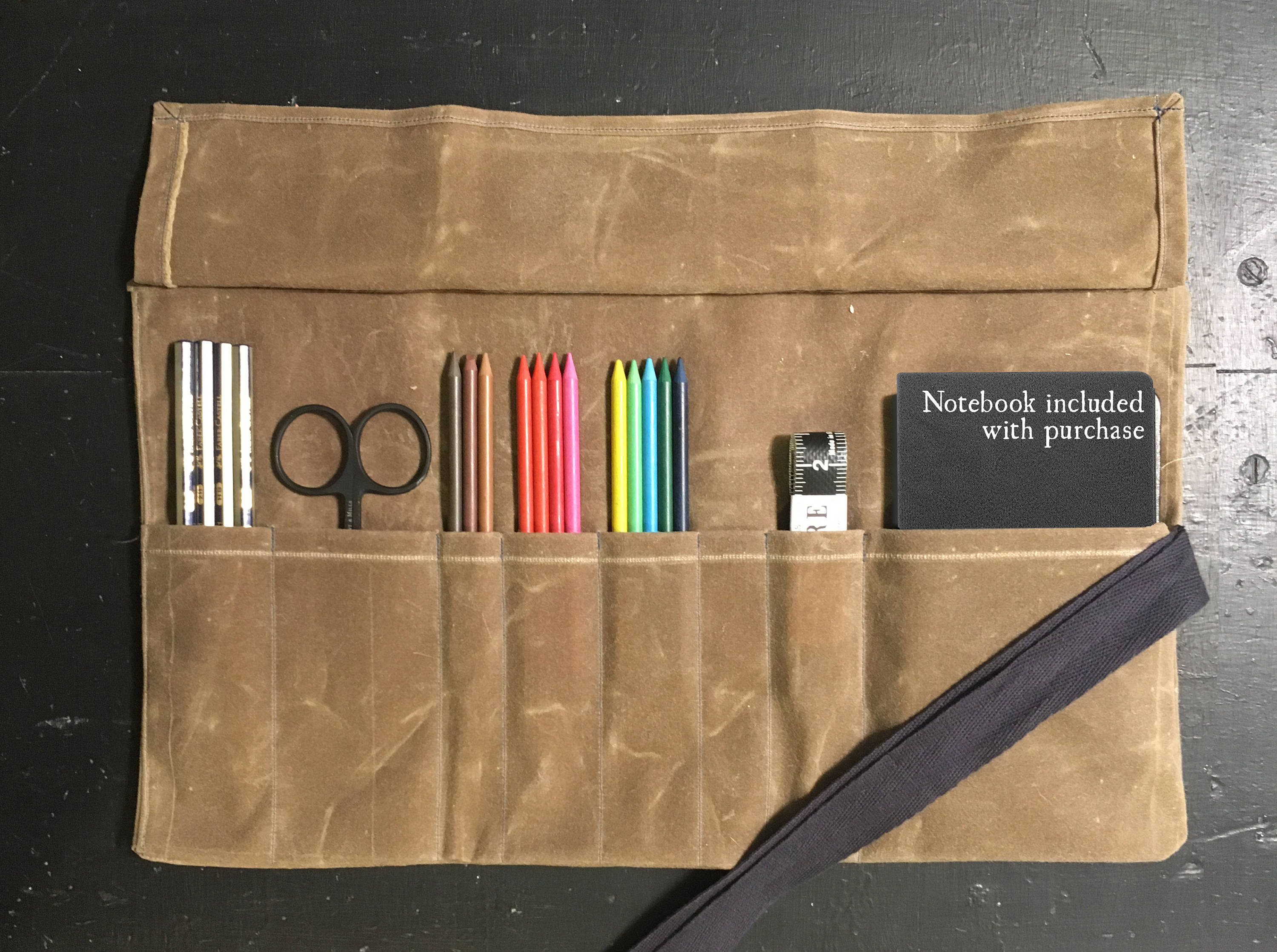Pencil Case Pencil Roll Tool Roll Waxed Canvas Personalized