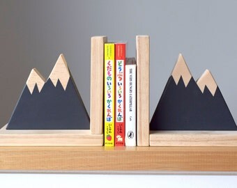 Mountain Peak Bookends, Woodland Nursery Decor, Modern Bookends, Bookends for Kids, Mountain Peak Decor, Book Decor, Kid Decor,Scandi Style
