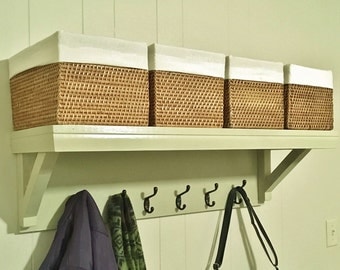 Farmhouse Style Coat Rack with 6 Hooks & Extra Wide Shelf Country Style Coat Rack