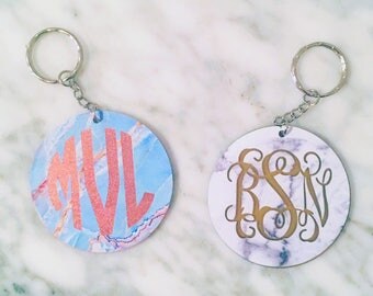 Marble Monogram Keychain, Marble Keychain, Marble Monogram