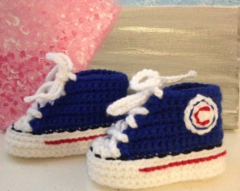 Chicago Cubs baby Shoes// Cubs baby converse shoes// Chicago Cubs baby booties