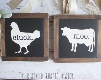Farm Animal Sign Set, Farmhouse Decor, Cow Sign, Pig, Sign, Chicken Sign. Set of 3 Farm Animals, Farm Line