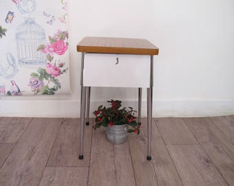 Small French wooden stool - small wooden bench - wooden trading bench - french folk art