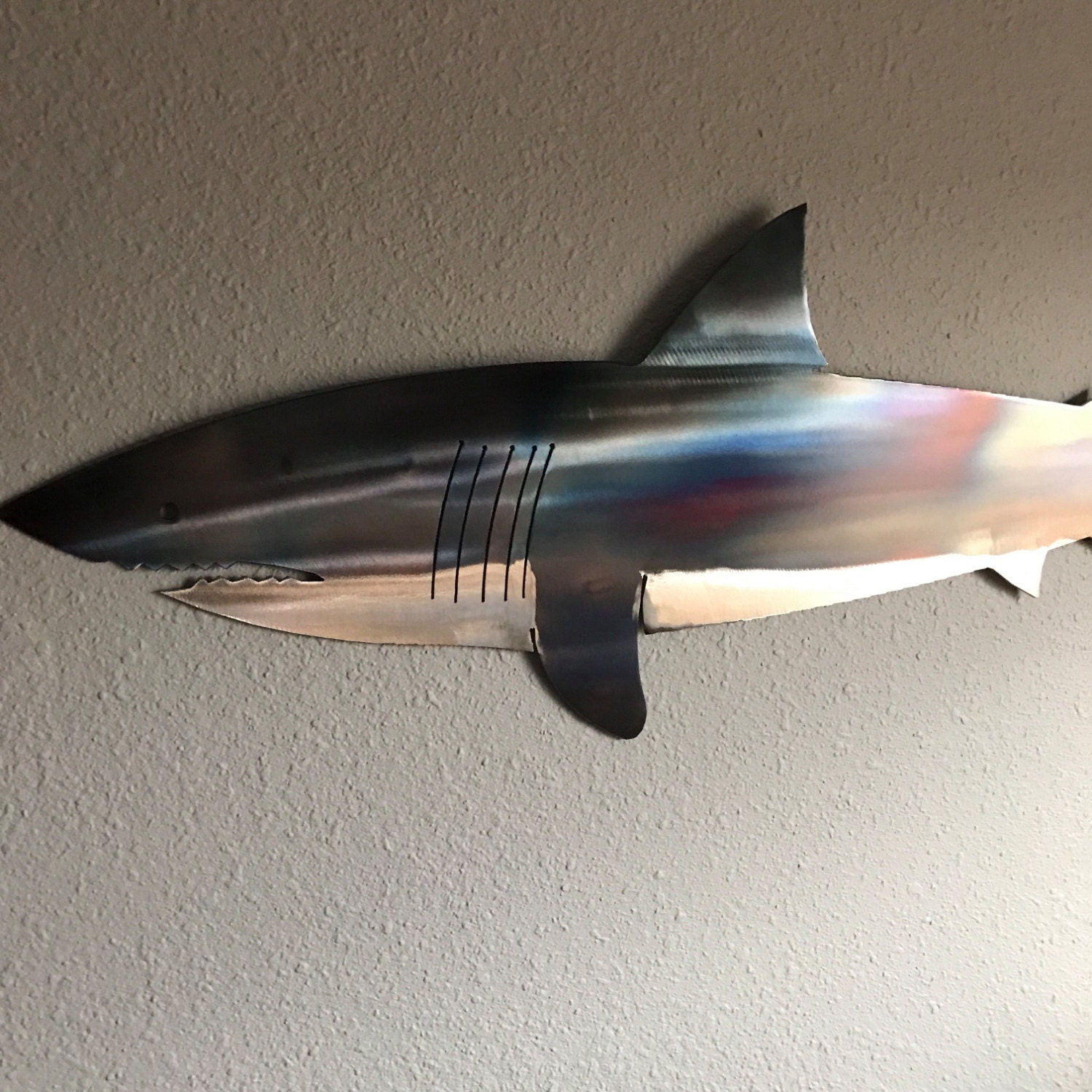 Great White Shark Metal Wall Art Decoration SkilWerx 30x11