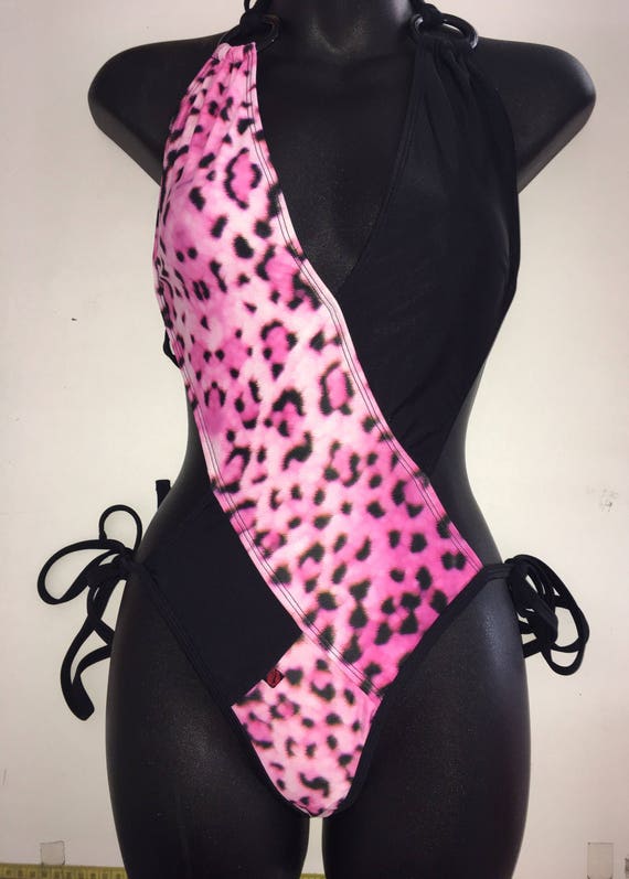 ORIGINAL *** MissManeater CHEATER spliced Vfront tie up designer swimsuit with ring details *** BRAZILIAN cut!