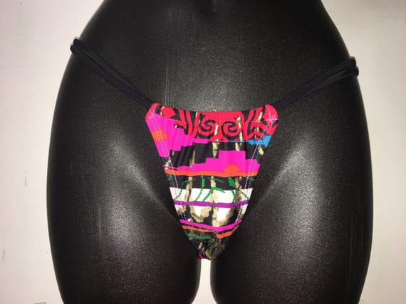 LIMITED edition *** MissManeater AZTEC thin strap sliding super low boutique bikini pant *** BRAZILIAN micro cut!