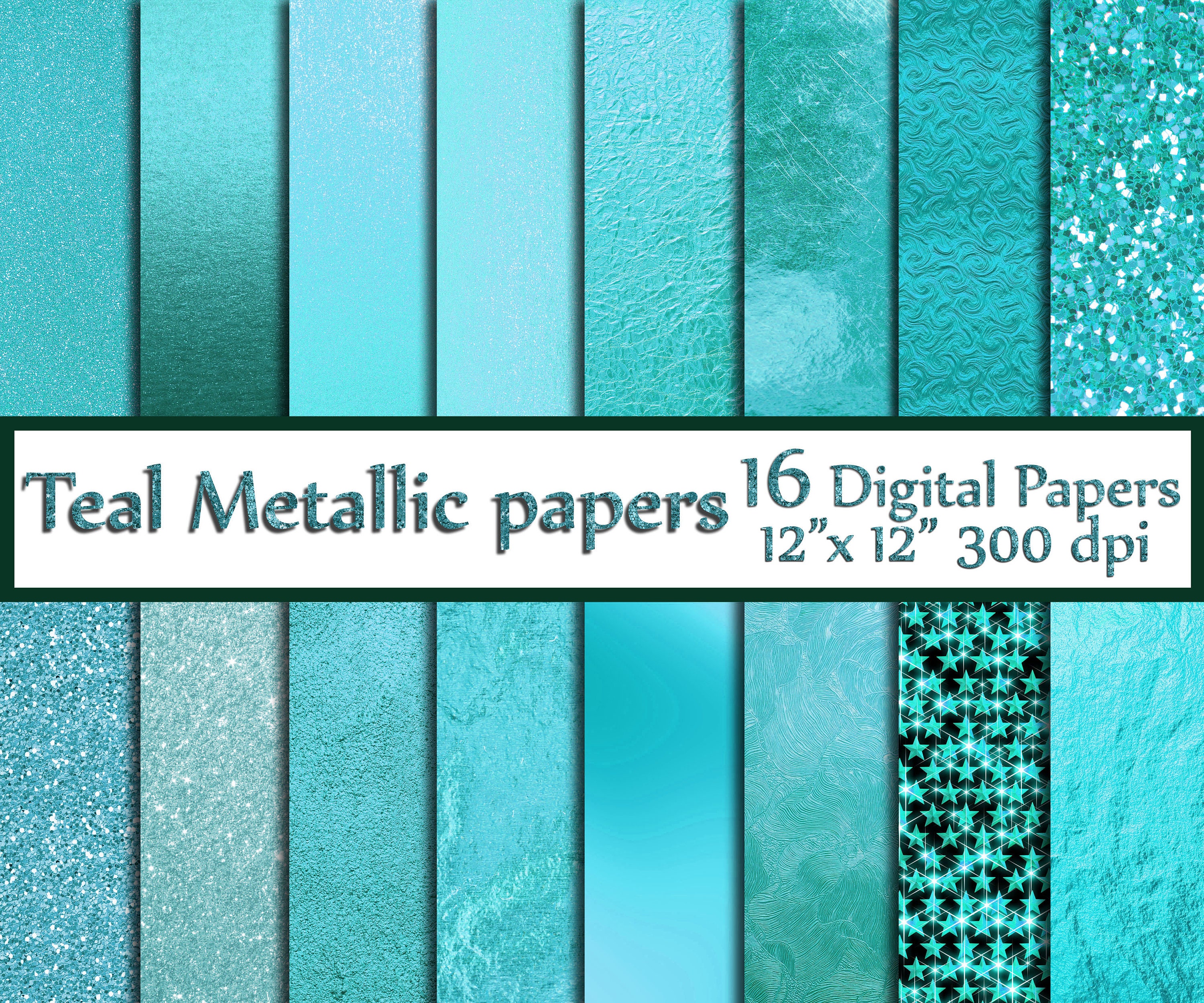 Teal Digital Paper TEAL FOIL PAPERS Metallic Foil