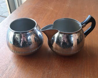 Decorative Silver Milk Jug & Sugar Bowl