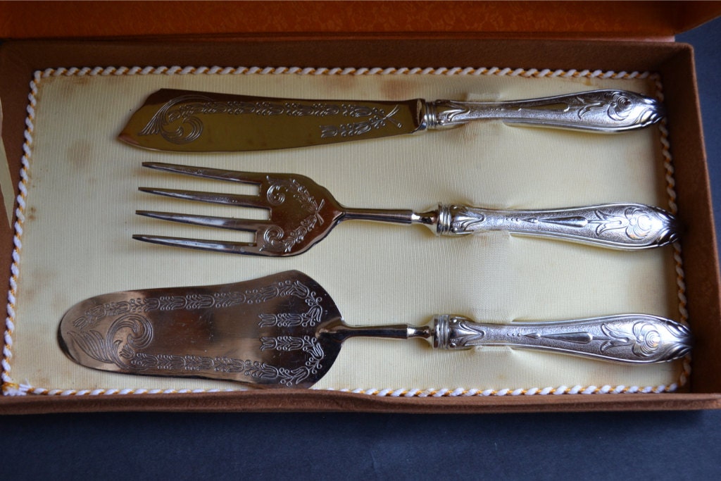 Vintage Silver Set Silver 800 Cake Server and Cake Knife