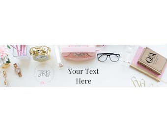 Pink and Gold Office Props Etsy Shop Banner | Styled Stock Photo for Etsy Shop Header | Blog Header